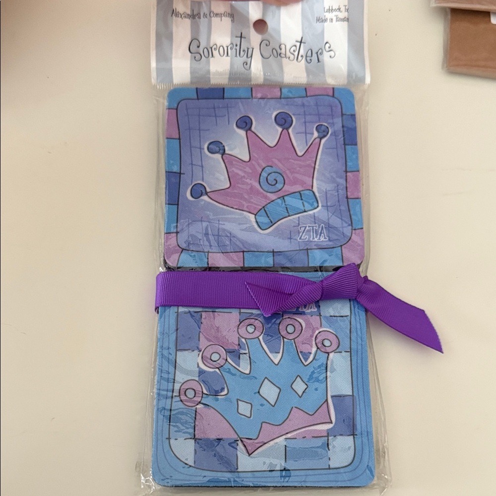 NWT ZTA Crown Sorority Coasters
